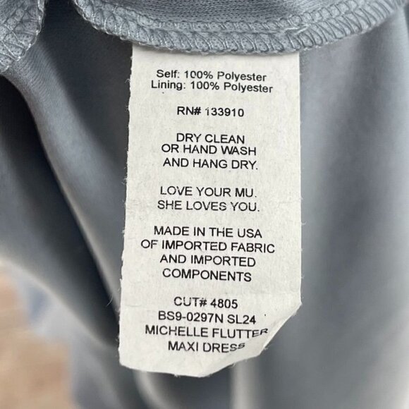 Show Me Your Mumu Size 3X Blue Michelle Flutter Sleeve Chiffon Maxi Sheath Dress - Picture 8 of 8